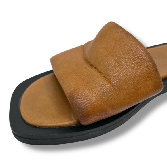 Free People Wren Slide Sandals Tan Leather Square Toe Flats EU 37 / US 6.5 - Picture 5 of 9